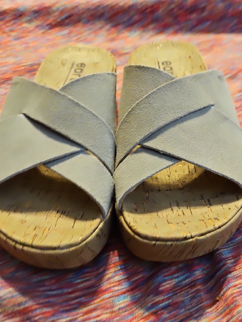 Earth Light Gray SCOUT Style Crisscross Cork Slide Mules - Picture 7 of 15